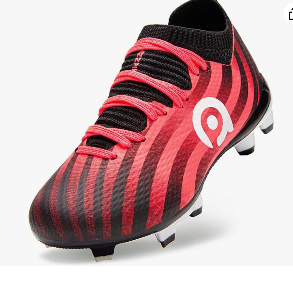 AMZZPIK Kids Soccer Cleats Little/Big Kid Size 2Y Youth Black Pink New in box